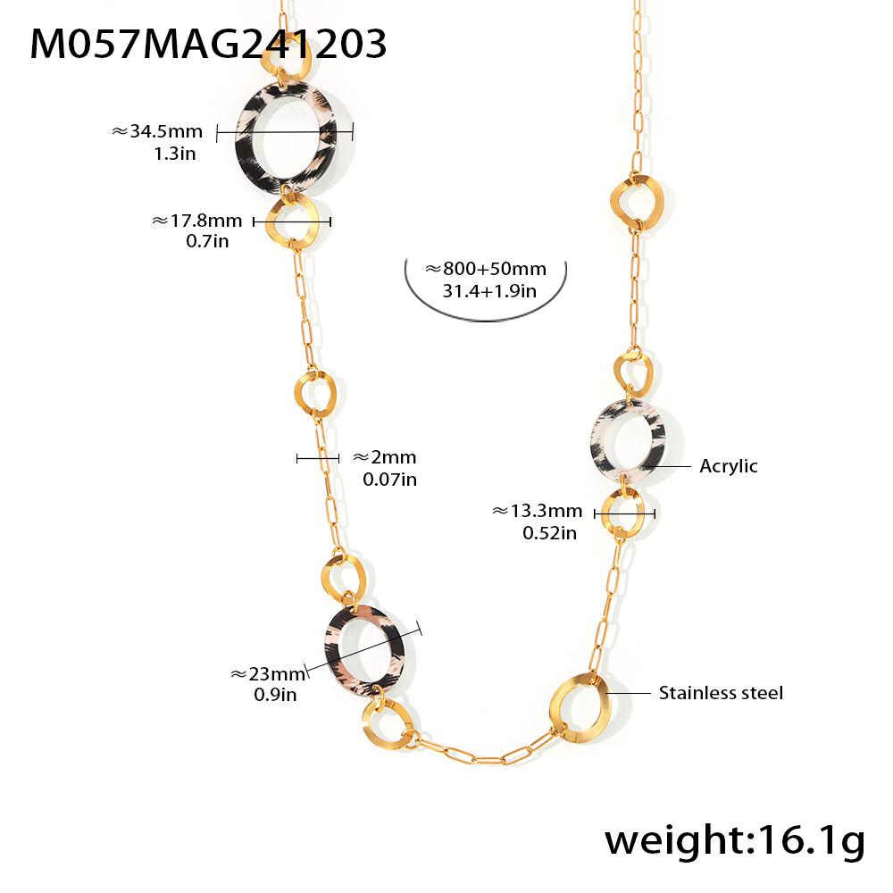 

Ожерелье для женщин с леопардовым принтом, из нержавеющей стали, с акриловой подвеской, на длинной цепочке, звеньевое, для свитера, с великолепным шармом, с цирконом, подарок