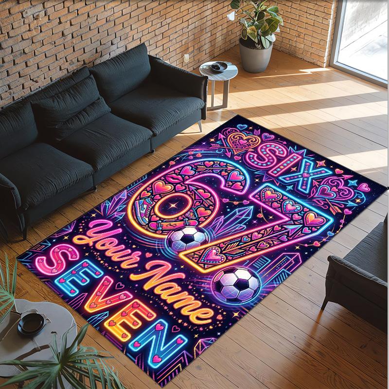 Celebration Party Theme Crystal Velvet Rug Personalized Custom Name Text Soft Floor Mat Home Decor