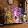 Retro Saint Seiya Anime Cartoon Flannel Blanket Soft Warm Throw Blanket for Bedroom Living Room Bed Travel Camping Picnic Gift