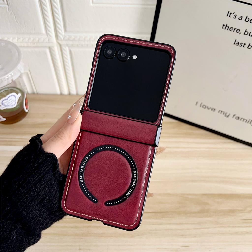 Leder Magnetische Kabellose Lade Handyhülle für Motorola Razr 60 50 40 Ultra Moto Razr 60 50 Scharnierschutz Stoßfeste Abdeckung