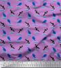 Soimoi Japan Crepe Satin Fabric Waves,Whale & Dolphin Ocean Decor Fabric Printed metre 42 Inch