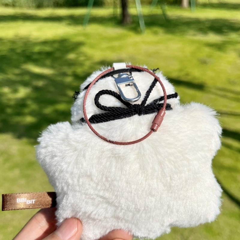 Plush Rabbit Bear Pine Charm Keychains Cute Pendant Y2K Car Keyring Backpack Decoration Fashion Jewelry for Women Girls