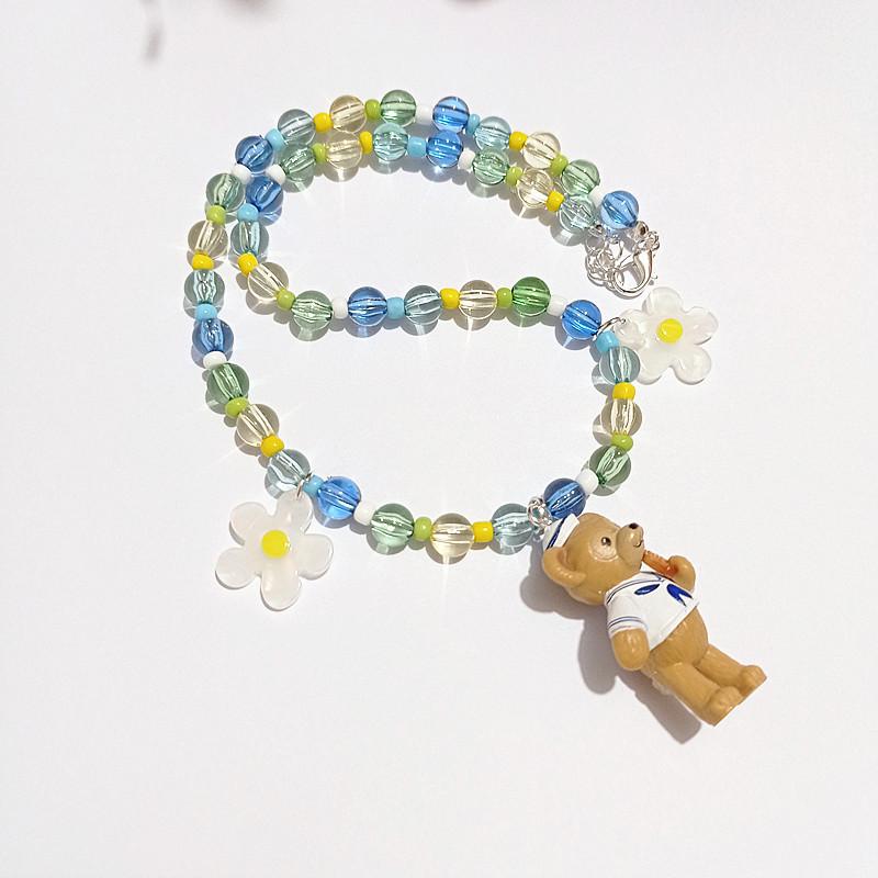 

Летнее мультяшное ожерелье-чокер из смолы с Даффи Беаром в морском стиле 2024