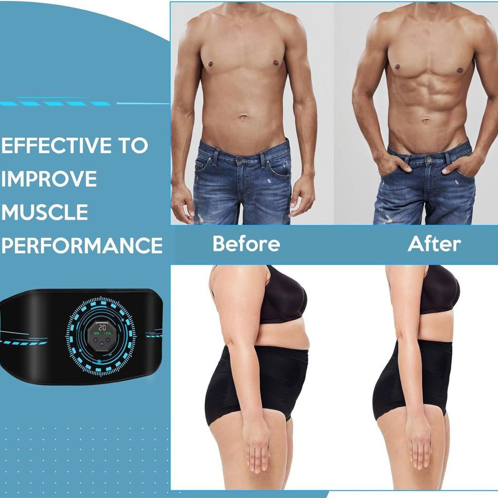 EMS Muscle Stimulator Electric Abdominal Trainer Belt Abs Toner Body Slimming Fitness Training Equipment Lose Weight Burning Fat
