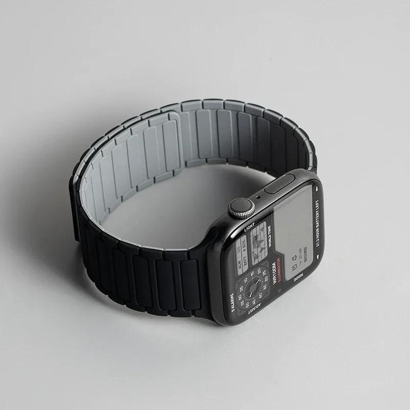 Silicone Strap for Apple Watch 46mm 42mm 49mm 45mm 41mm 44mm 40mm Magnetic Band for IWatch Ultra 2 Series 10 9 8 7 6 SE 5 4 3