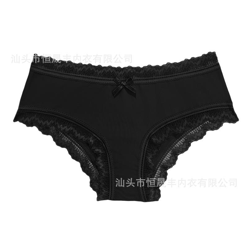 Women’s Seamless Briefs: Bow-Adorned, Antibacterial, Pure Cotton Gusset, Mid-Waist, Lace Thong Briefs for Women