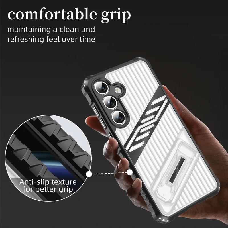 Armor Shockproof Phone Case For Samsung S25 Edge S24 S23 Plus S22 Ultra S21 S20 FE A56 A36 A26 A16 A06 A55 A35 With Holder Cover