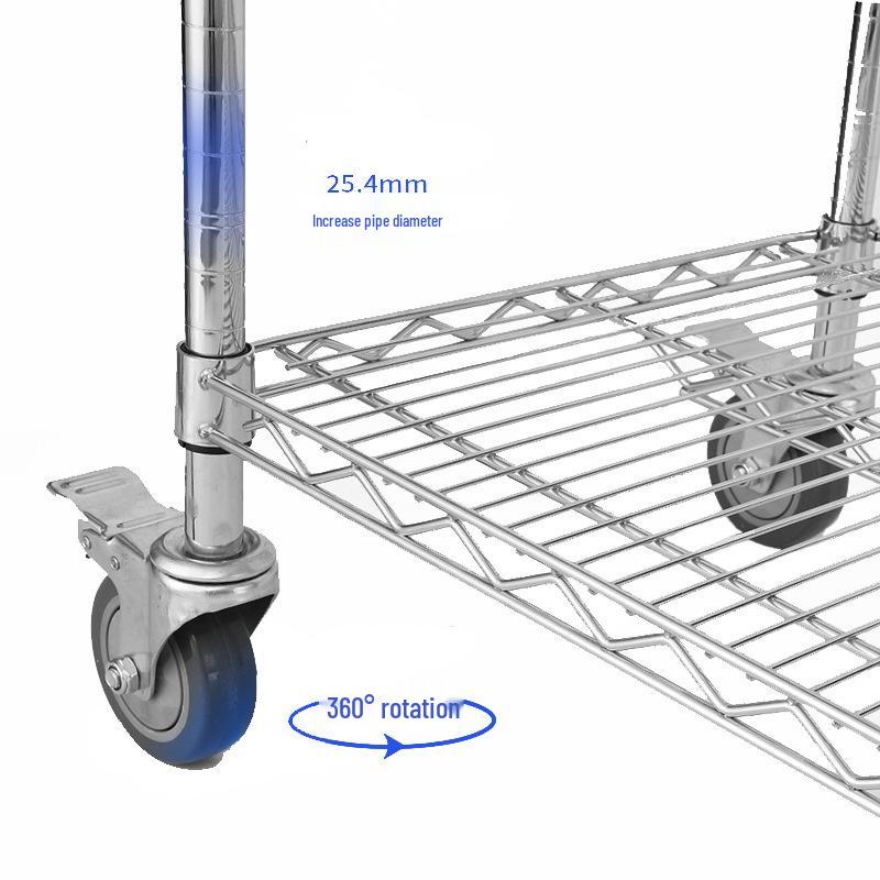 Customized Anti-Static Three-Tier Chrome Wire Mesh Workshop Cart with Wheels