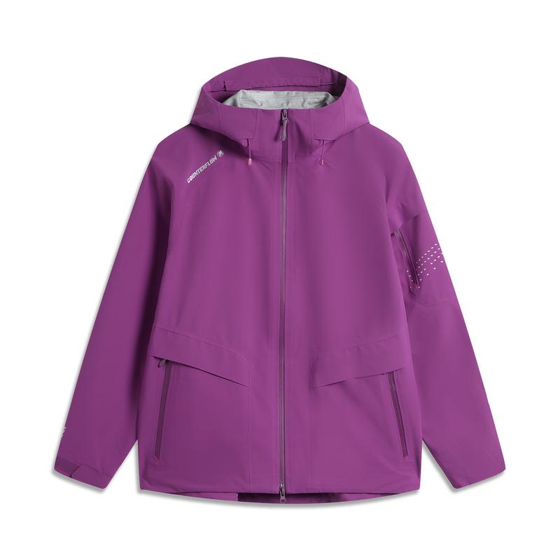 

Li Ning CF Su Wan Long Jia Series однотонная куртка с капюшоном для пешего туризма, водонепроницаемая ветрозащитная куртка унисекс, космически-фиолетовая AEMU047-2 M