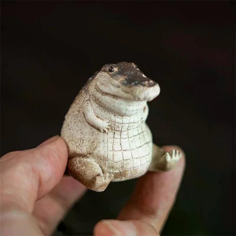 Boutique Purple Sand Tea Petting Little Crocodile Tea Pet Ornaments Handmade Tea Ceremony Tea Play Financial TeaTable Gift