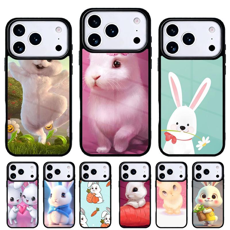 Cartoon Rabbit Bunny Phone Case for iPhone 17 16 15 14 13 Pro Max Back Cover for 12 11 Pro Coque