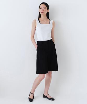 MUSINSA STANDARD WOMAN Women'S Wide Bermuda Half Slacks [Black]