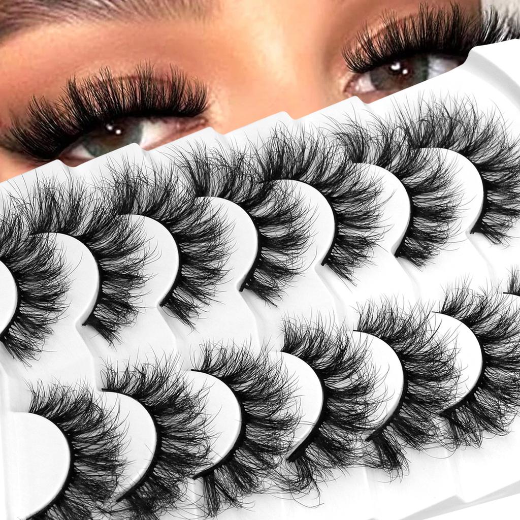 Fluffy Mink Lashes 5/7 Pairs Eyelashes Faux Mink Eyelashes Long Lasting Dramatic Volume Lashes Extension Thick Long