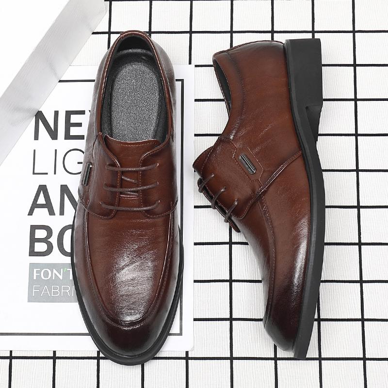 FashionLuxury Brand Men's Genuine Leather Shoes Pointed Groom's Wedding Shoes High-end Formal Shoes for Men's Business Work Non-slip