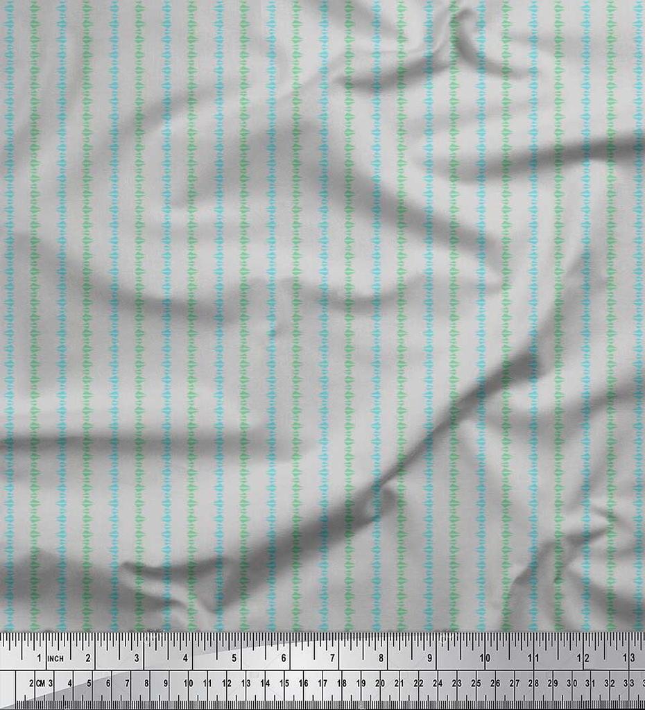 Soimoi Japan Crepe Satin Fabric Triangle Shirting Printed Craft Fabric by the Metre 42 Inch