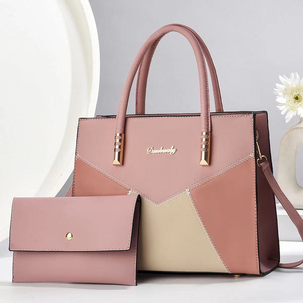Pu Large Capacity Shoulder Bag With Color Block Splicing For Daily Use
