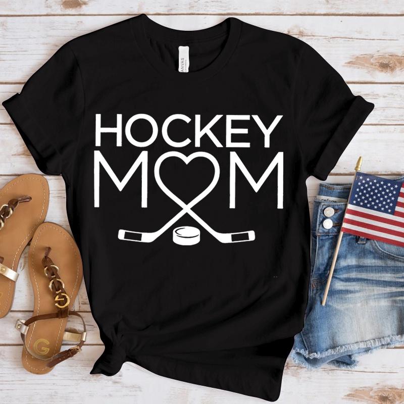 Women Fashion Hockey Mom Print T-Shirts Fashion Casual Short Sleeve Daily Outdoor Shirt Tops Mother's Day Gift
