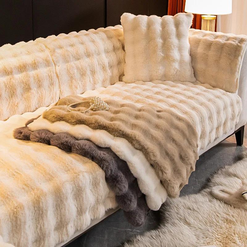 Copridivano in Peluche Cuscino di Seduta Schienale Letto Bracciolo Antiscivolo Anti Spostamento Ispessito Confortevole Set Combinazione Universale
