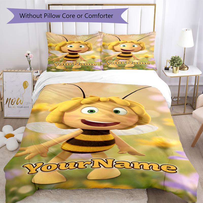 Biene Maja Customize Your Name Bedding Set Breathable Duvet Cover with Pillowcases Home Decoration Birthday Gift