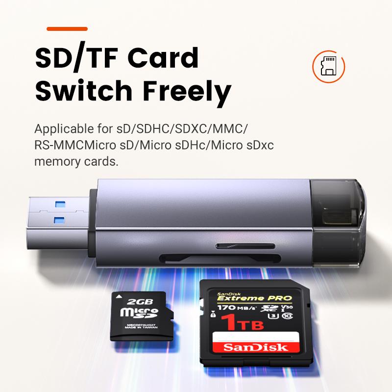 OTG 3.0 Card Reader 6-in-1 Type-C USB 3.0 SD Card & TF Card Reader for Mobile Phone & Computer External Storage