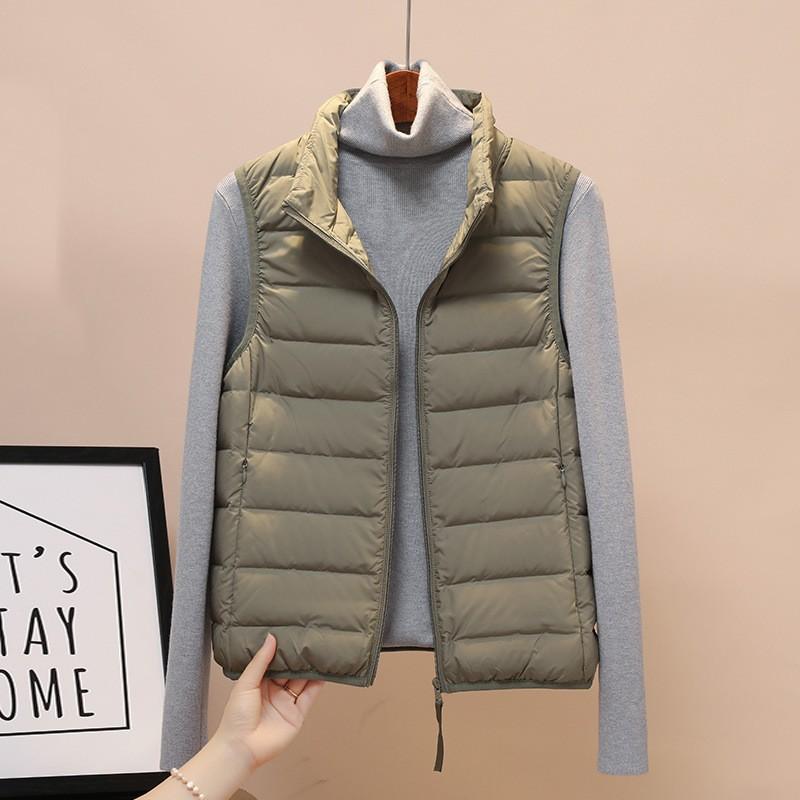 

Новый жилет легкий пуховый жилет женский большого размера с воротником-стойкой тонкая бесшовная интегрированная легкая куртка пуховик подкладка 3XL