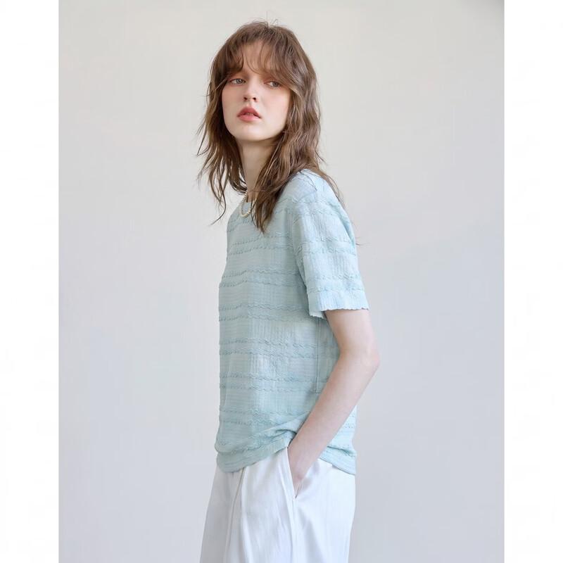 Women's Textured Knit Short-Sleeve T-Shirt