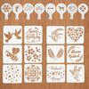 20 Pcs Stencils for Cake Decorating and Sourdough Bread, Coffee Stencils and Reble Baking Stencil Set with Wheat and Heart Designs, Suitable for