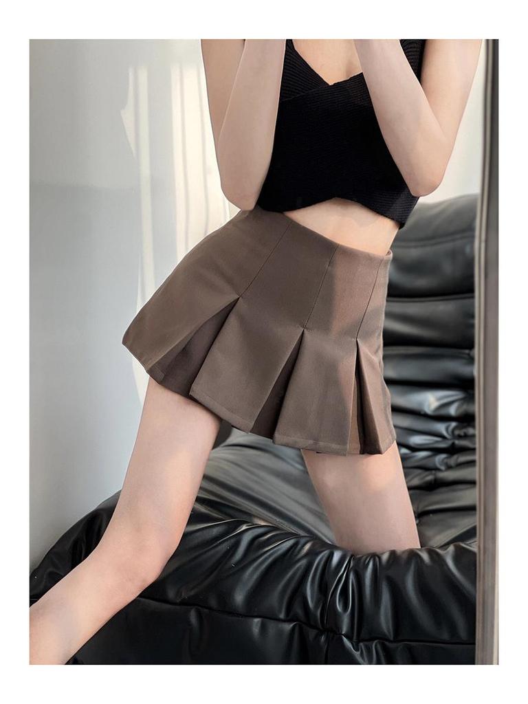 Summer American College Style High-Waist Pleated Mini Skirt - Slimming, Versatile, Sexy