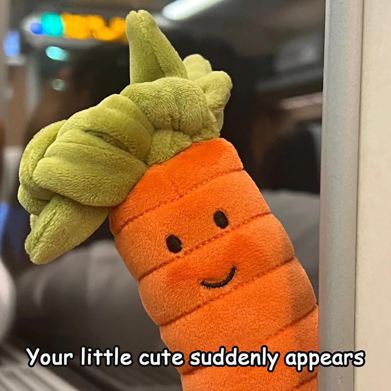 Fun Carrot Plush Toy Keychain Cartoon Vegetable Soft Stuffed Doll Pendant Car Key Ring Backpack Bag Decor Kid Gift