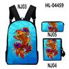 Classic Novelty Cool Koi Carp 3D Print 3pcs/Set Pupil School Bags Laptop Daypack Backpack Inclined Shoulder Bag Pencil Case