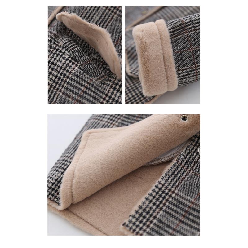 Cappotto Tweed da Ragazza Autunno e Inverno da Donna Giacca a Quadri con Cappuccio da Bambina Imbottita e Ispessita Cappotto per Bambini