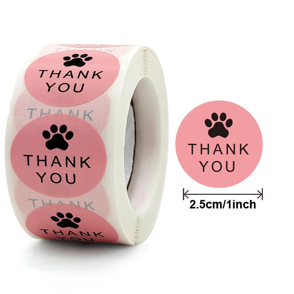 500Pcs Round Dog Paw Print Thank You Label Stickers Used For Shipping And Mailing Box Seal Labels Decorative Gifts Stickers
