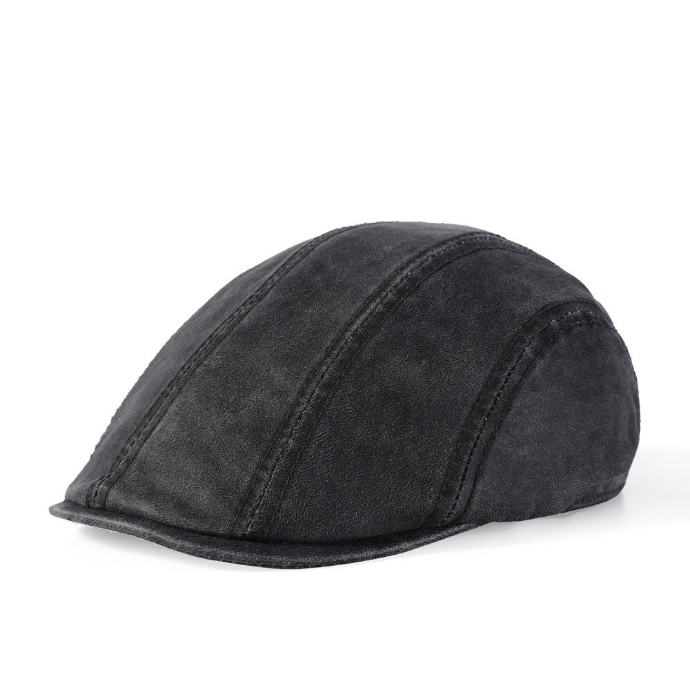 Oil Wax Cloth Beret Do Old Washed Forward Cap Female Beret Show Face Small Retro Minimalist Painter Hat Newsboy Cap