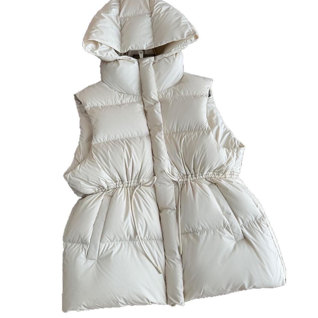 European winter new cotton clothes, vest, drawstring, cotton vest, women's medium and long warm waist, slim fit and warm vest