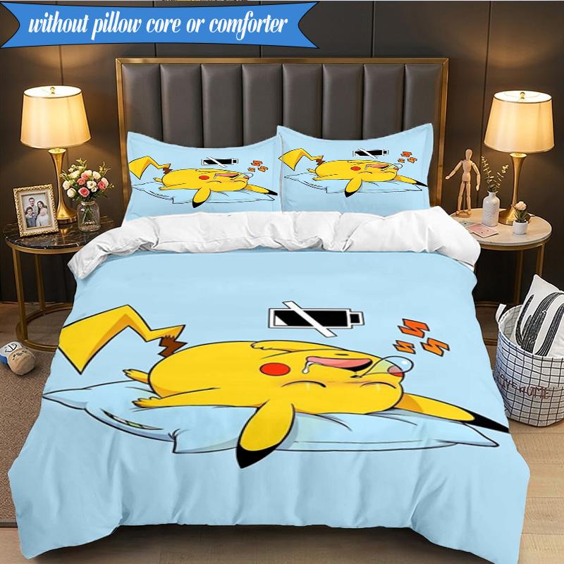 Cute Pika Adventure 3pcs K-pop Music Group Bedding set,Ideal for Bedroom, Dormitory,Including Duvet Cover And 2pcs Pillowcases,Fan Gifts