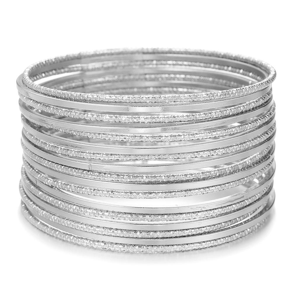 Bohemian-Style 12-Piece Multi-Layer Alloy Bracelet Set for Women