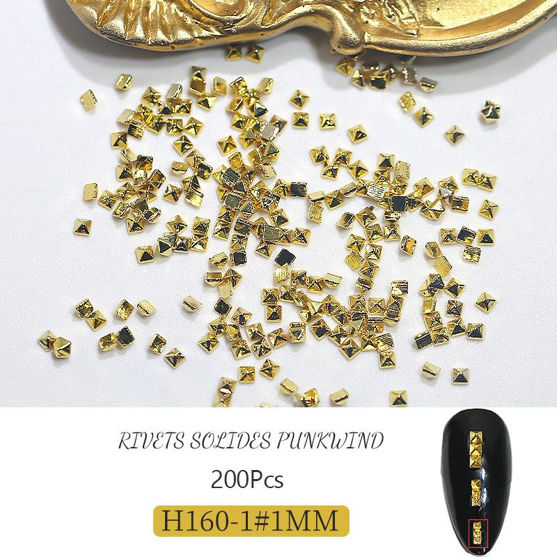 

200 шт. Металлические заклепки-гвоздики, украшения, золотые/серебряные шармы, 1/1,5/2/3 мм, квадратные панк-шипы, заклепки, наконечники, декор, DIY поделки, маникюр 1mm золотой