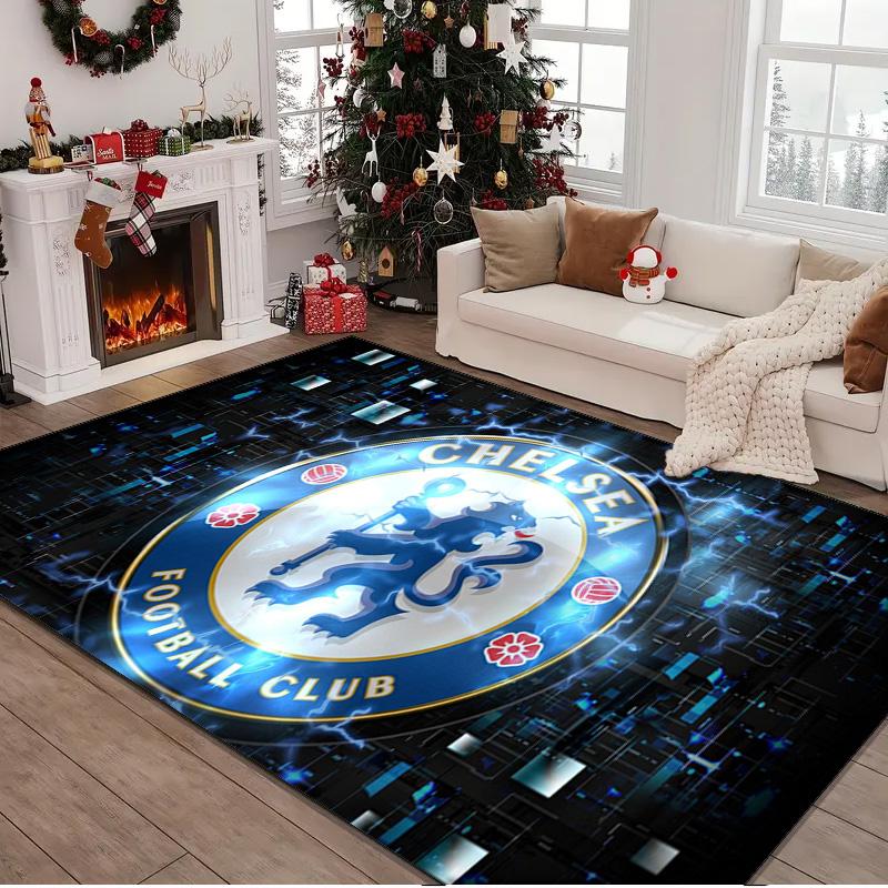 1PC Rug Blue Chelsea Football Club Logo Carpet, Chair Rug,Area Rug for Office Bedroom Living Rooms Bedroom, Doormat Decor Christmas Fan Gifts