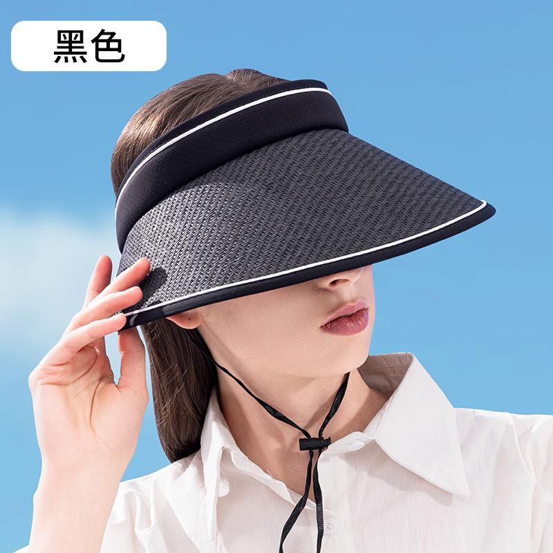 

Виниловая шляпа от солнца с открытым верхом, женская шляпа с широкими полями, закрывающая все лицо, шляпа от солнца для занятий спортом на открытом воздухе, для велоспорта, с защитой от УФ-лучей one size fits all чёрный