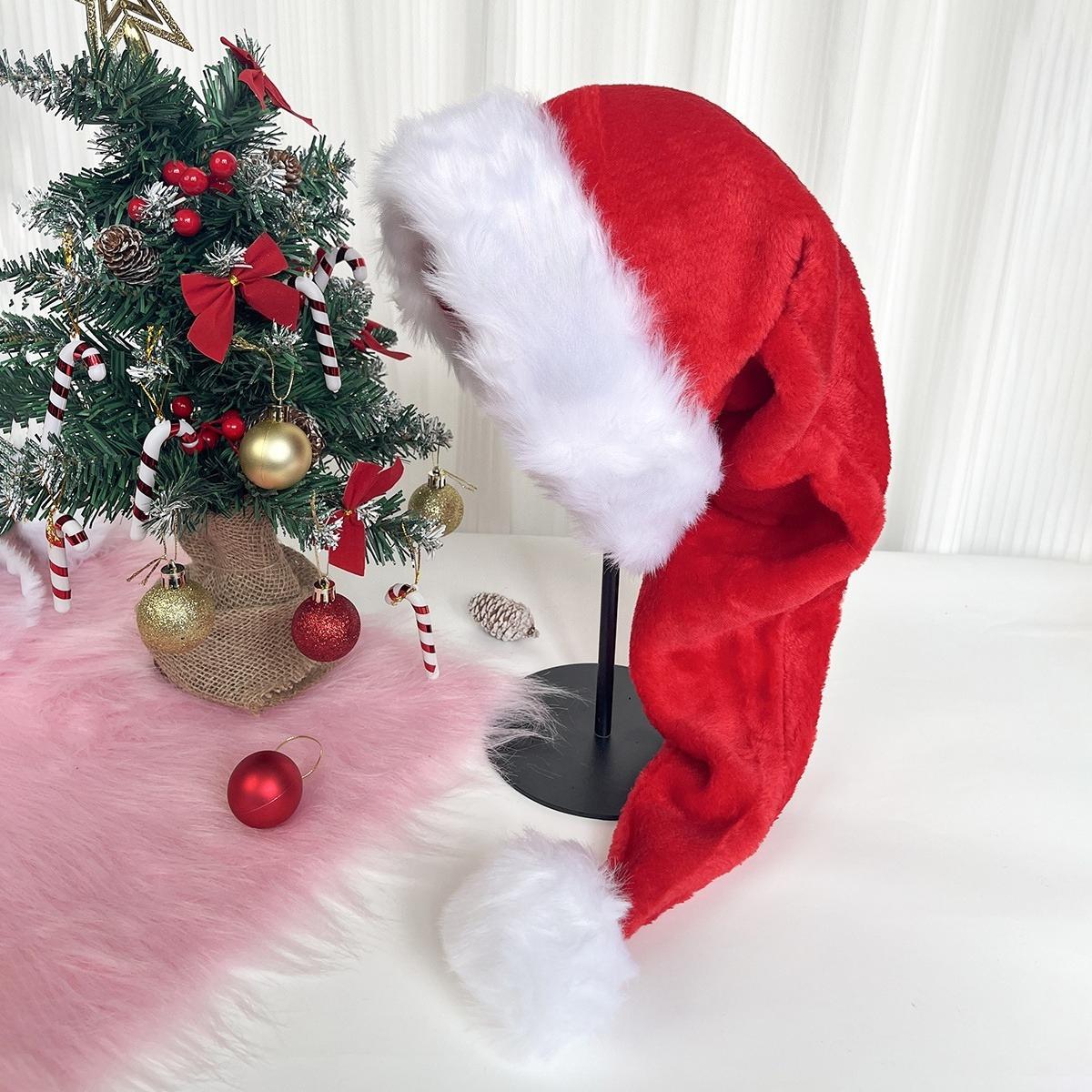 

Santa Claus Christmas Hat- Long Plush Polyester Santa Hat for Holiday Parties,Christmas Party Decorations,For Christmas,New Year