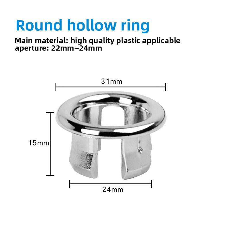 1pcs Dresser Sink Overflow Cover Ceramic Bathroom Container Kitchen Basin Decorative Round Insert Hole Silver ABS Plastic 30MM