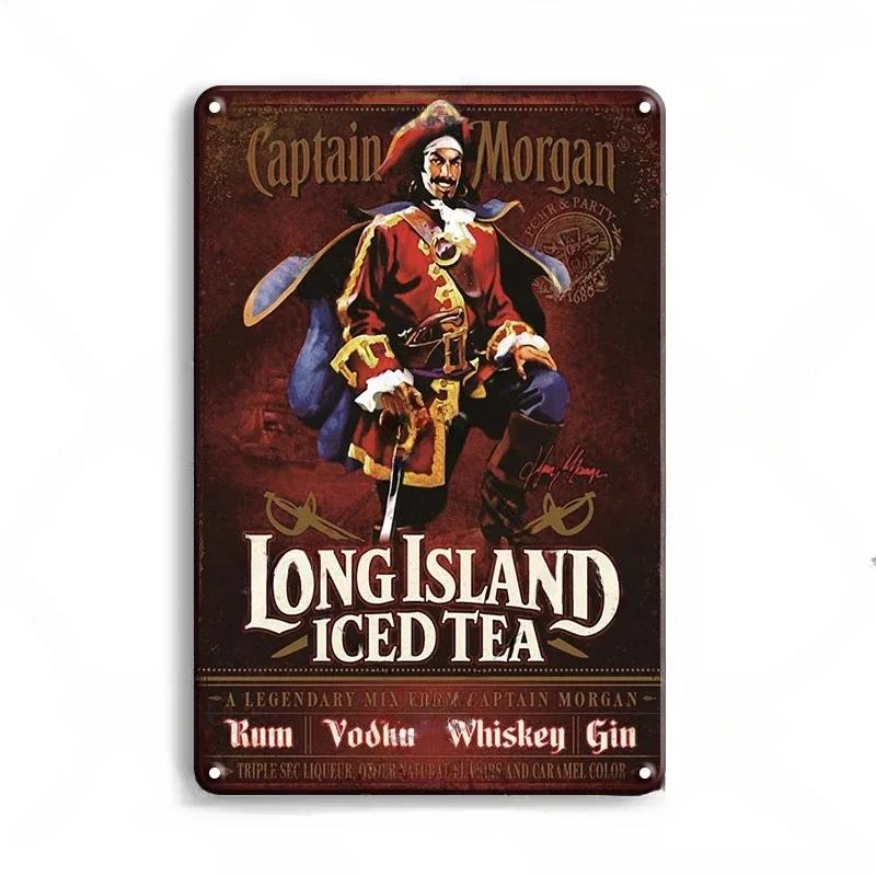 Vintage Trink-Rum Captain Morgan Blechschilder Poster Wanddeko Retro Metallschild Havana Club Bacardi Kraken Plakette Bar Kitsch