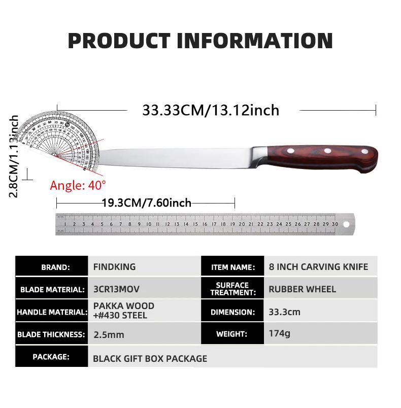 FINDKING 2 Pcs 8 Inch Fork And 7.5 Inch Carving Knife Stainless Steel Forged Carving Fork Kitchen Roast Grilling BBQ Barbecue