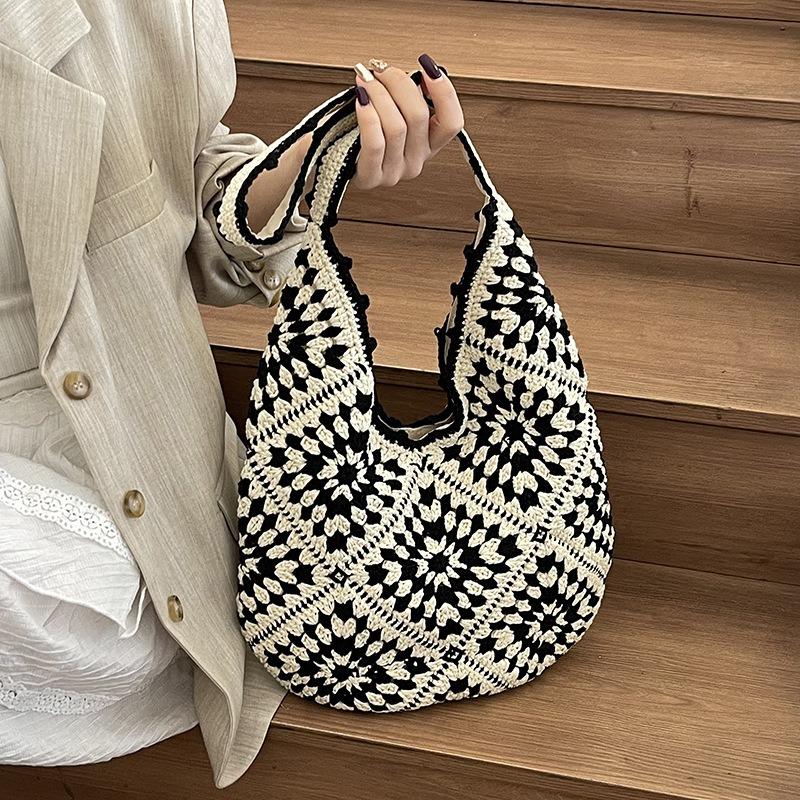 Premium woven bag women's large-capacity new versatile shoulder crossbody seaside beach bag