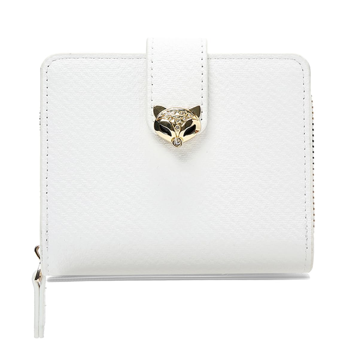 

FOXLOVER Women s Short Wallet with Anti-Theft ID Card Case, Fashionable Zipper Coin Case, Slim Synthetic Leather Pocket Pouch (White)