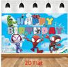 Cartoon Spider-Man and His Amazing Friends Photography Backdrop Custom Name Children's Birthday Party Decoration Background Prop