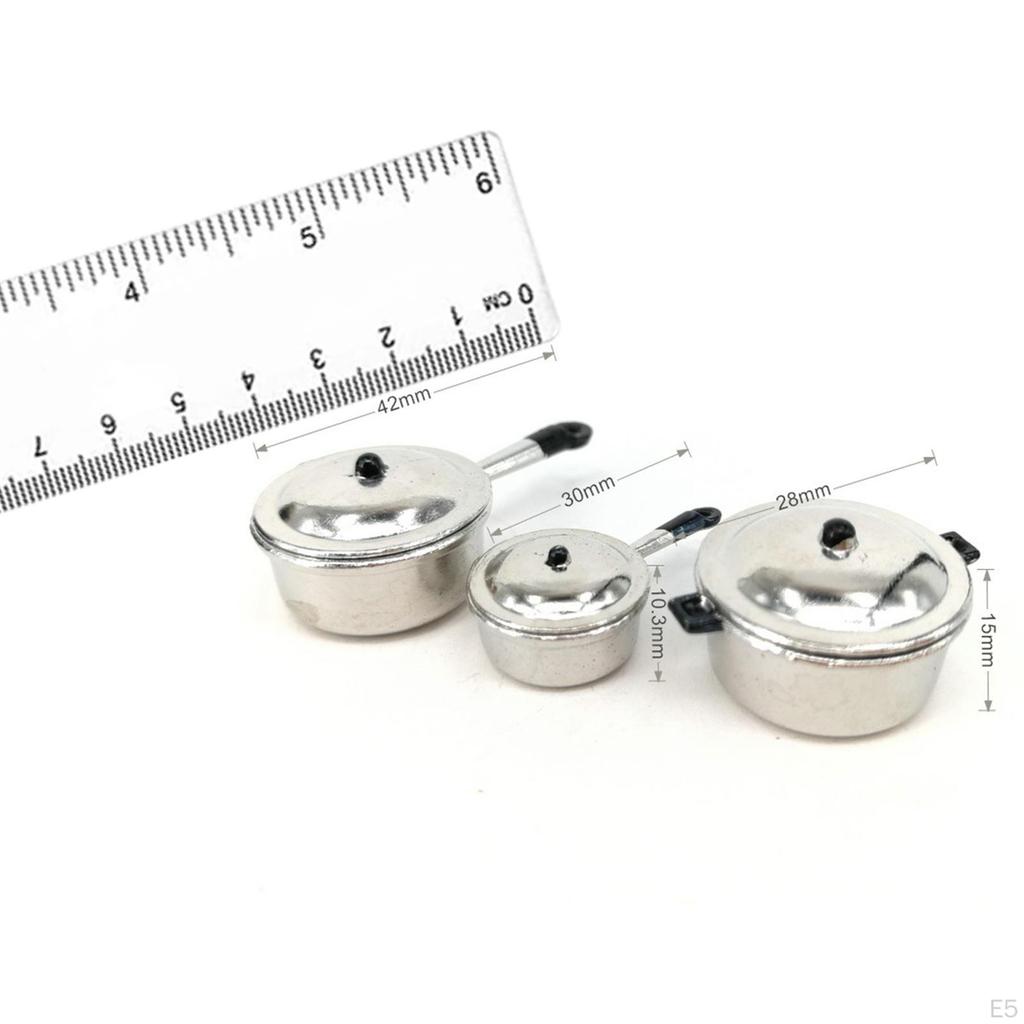 1/12 Scale Dollhouse Cooking Pots Food Set for Decor Pretend Play Holiday Gifts