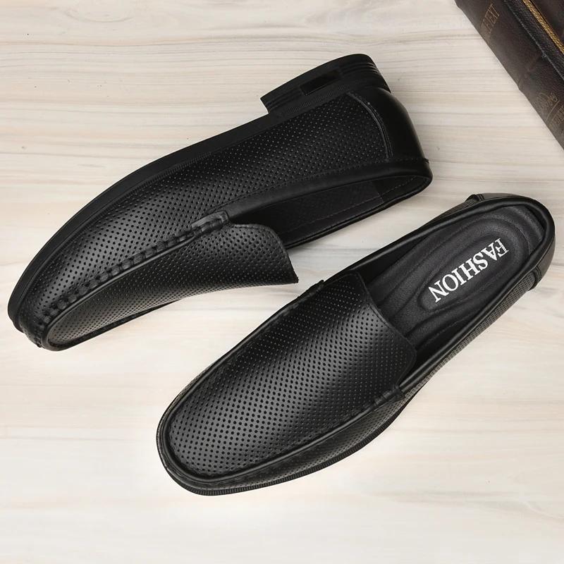 Fashion Genuine Leather Mens Shoes New Design Casual Loafers Slip-on Business Dress Shoes Comfortable Driving Footwear Classic Moccasins