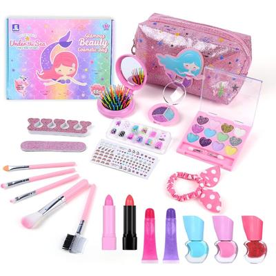 Kit per il trucco dei bambini per ragazze che giocano con il vero kit per il trucco, 21 pezzi set di trucco lavabile per bambine di 5+ anni regali di compleanno sicuri e non tossici