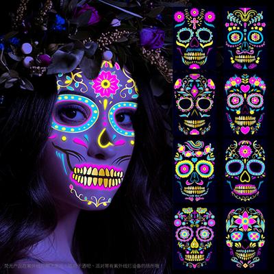 Airasia Undead Fluorescentní Bronzující Puder Halloween Smrt Tetovací Nálepka Nálepka na Obličej, Jizva Neonová Tetovací Nálepka